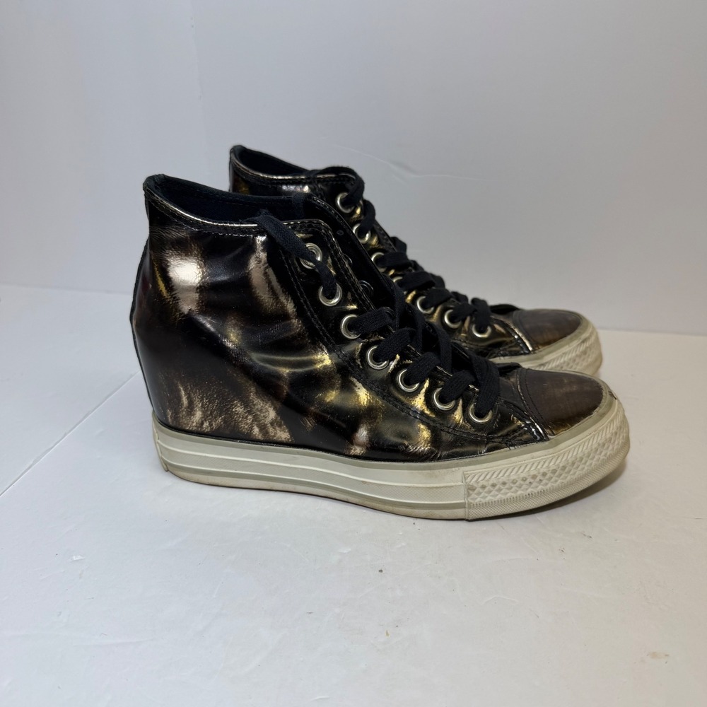 Converse Chuck Taylor All Star Lux Wedge Metallic Bronze Black Womens 6.5